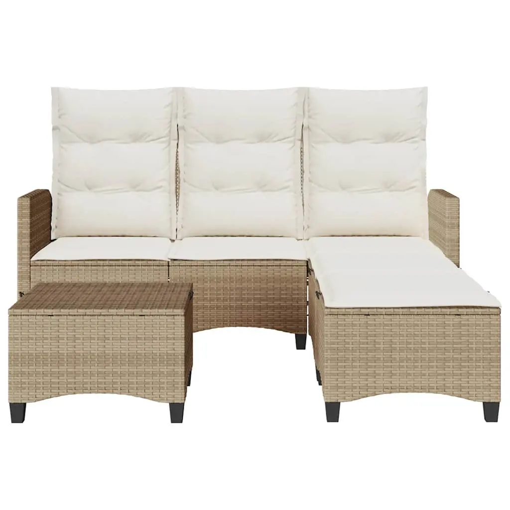L-Shaped Garden Sofa Set Outdoor Patio Furniture 3 Piece Beige