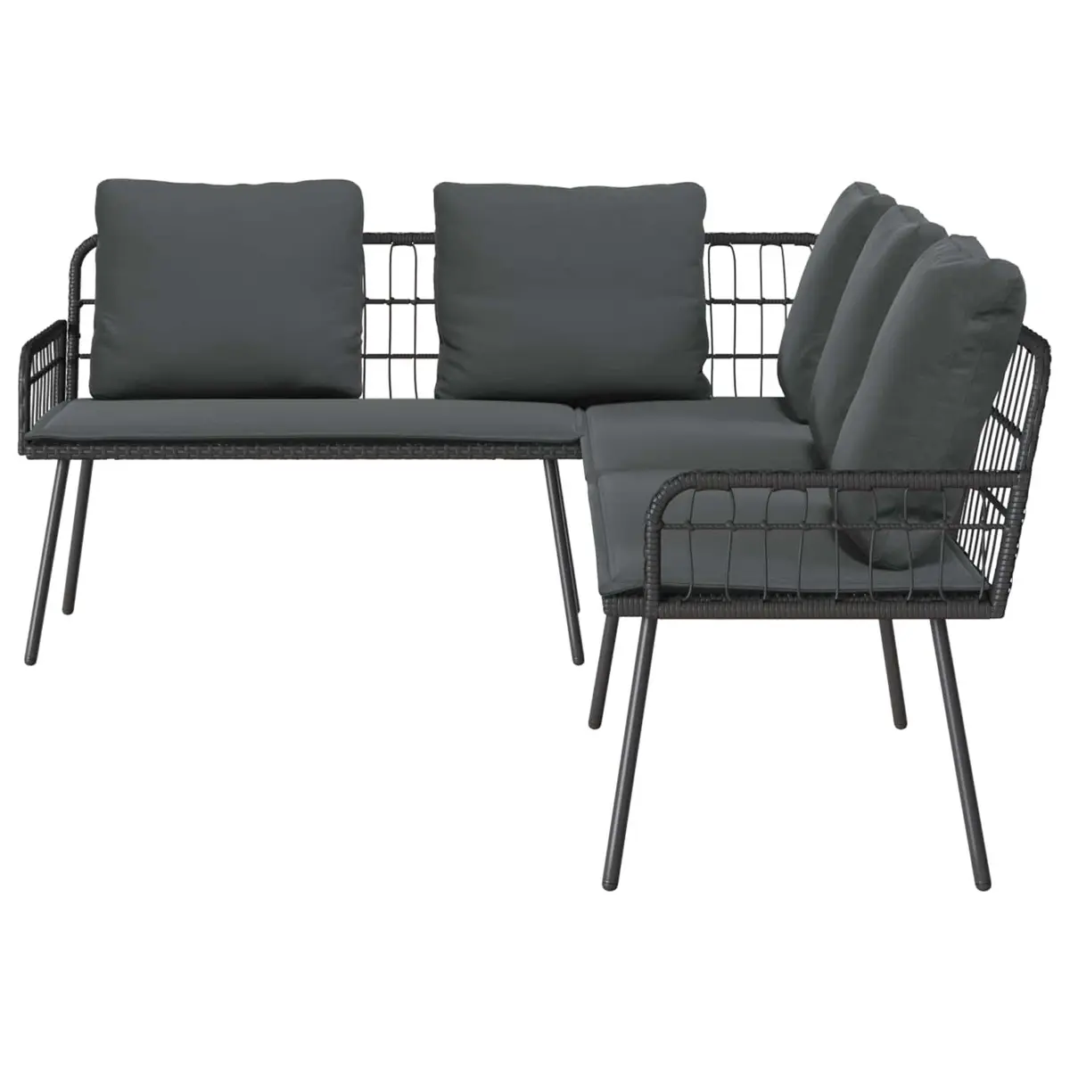Garden Sofa Set 2-Piece Outdoor Furniture Modular Black Rattan for Patio