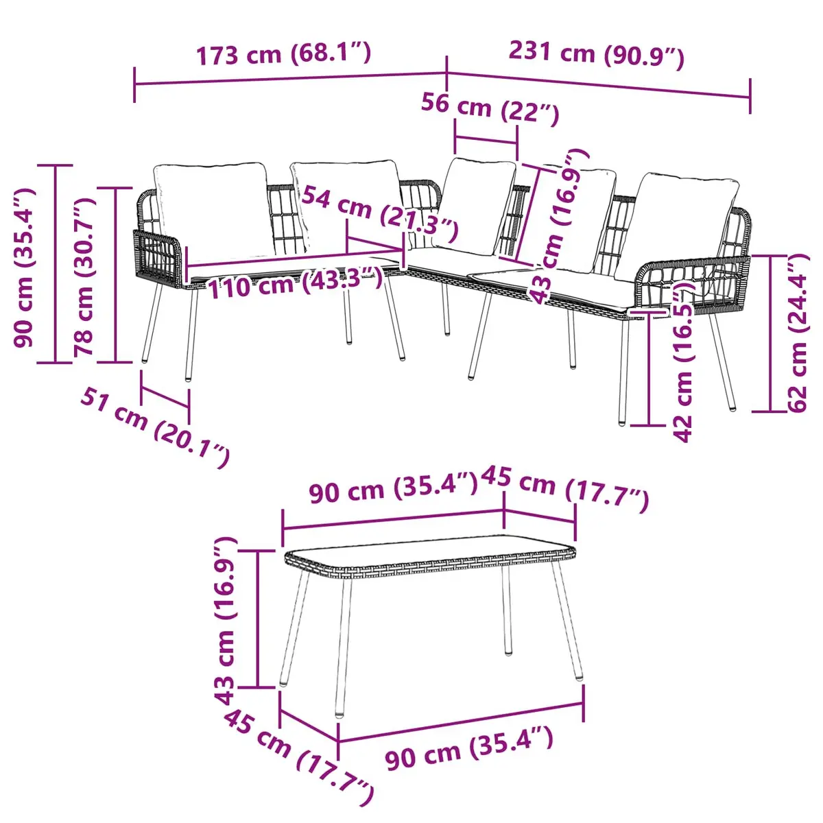 Outdoor Garden Sofa Set