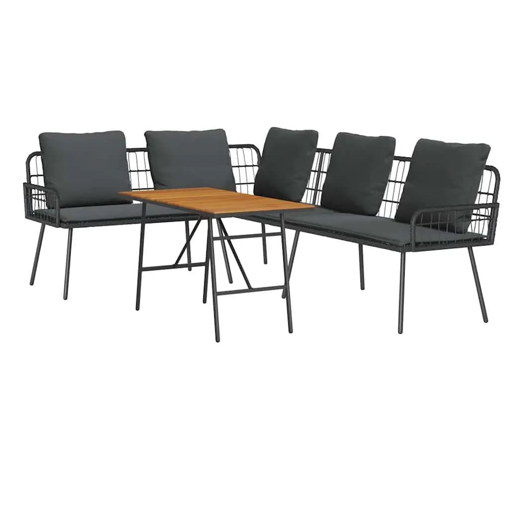 Garden Sofa Set 2 Piece Outdoor Furniture Black Poly Rattan Patio Lounge Seating