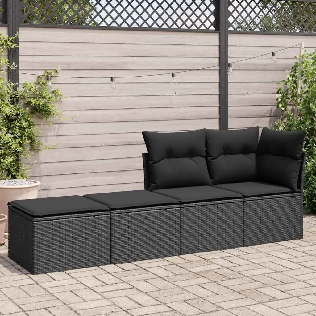 Garden Sofa Set 2 Piece Outdoor Lounge Furniture Modular Black