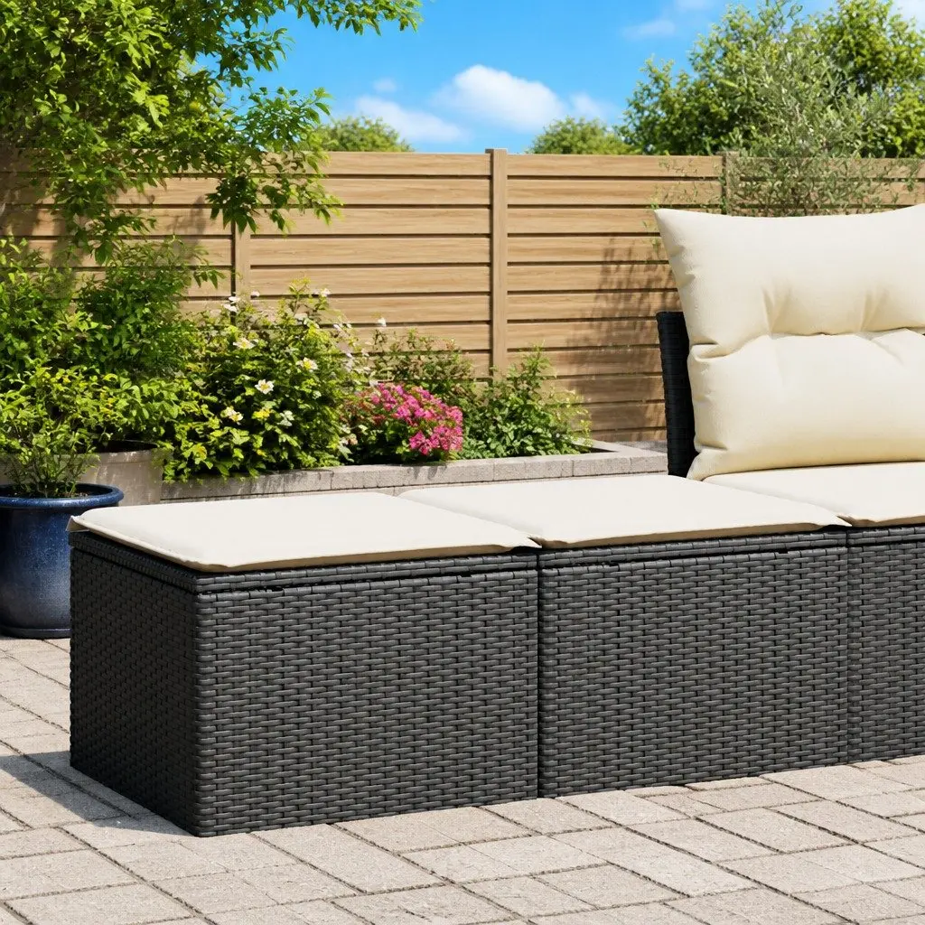 Outdoor Garden Sofa Set 2 Piece with Cushions Black Rattan Patio Furniture