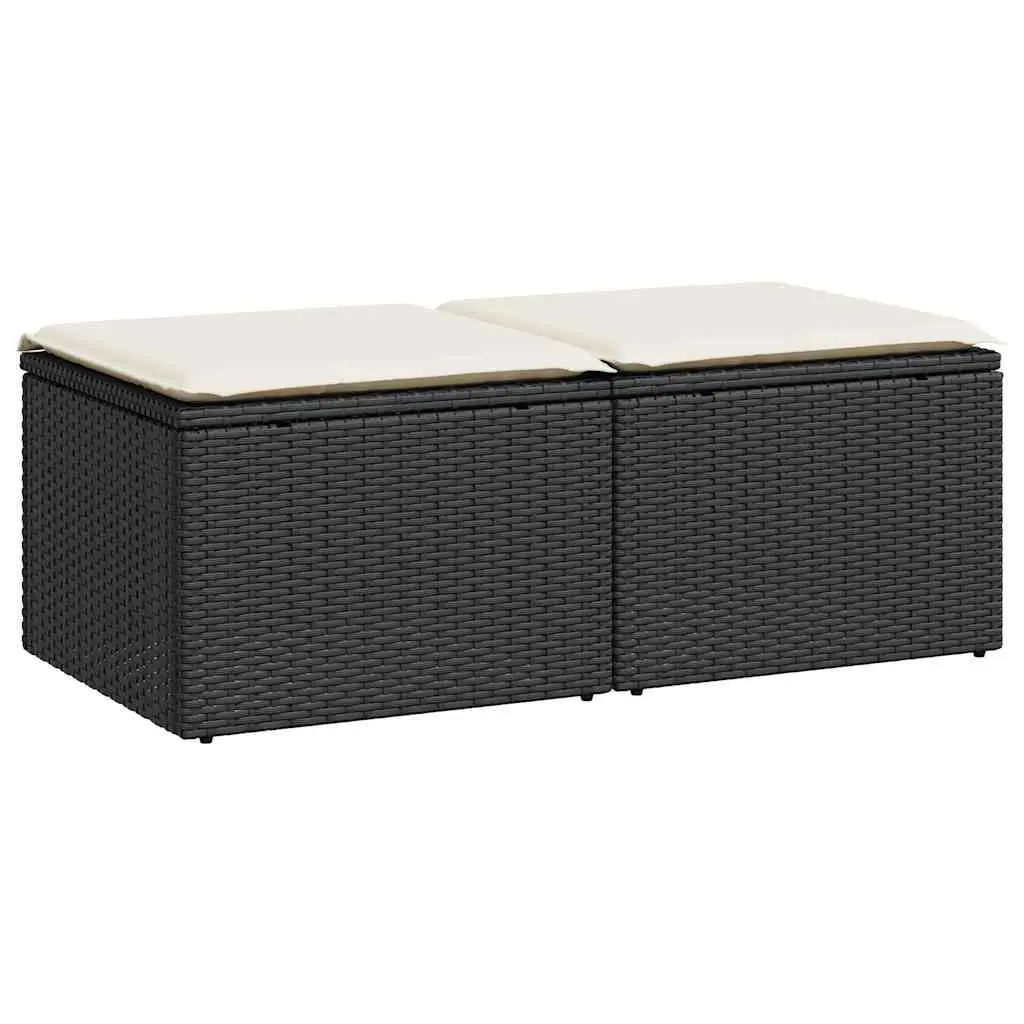 Outdoor Garden Sofa Set 2 Piece with Cushions Black Rattan Patio Furniture