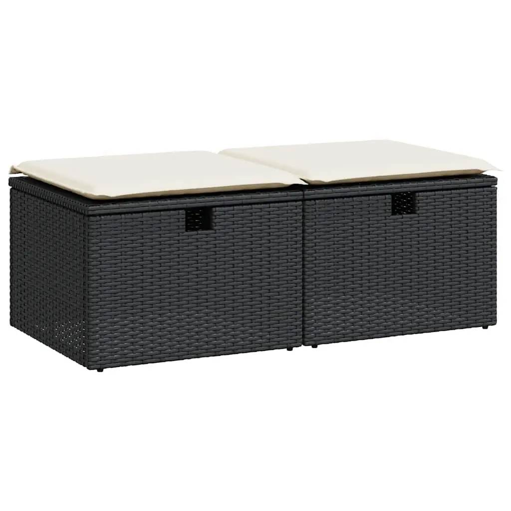 Black Poly Rattan Garden Sofa Set with Storage
