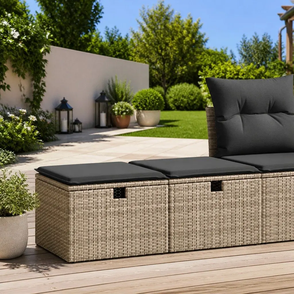 Garden Sofa Set 2 Piece Outdoor Furniture Grey Modular with Cushions and Storage