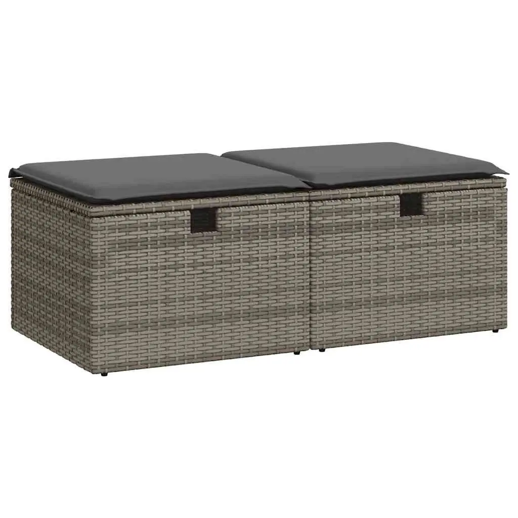 Garden Sofa Set 2 Piece Outdoor Furniture Grey Modular with Cushions and Storage