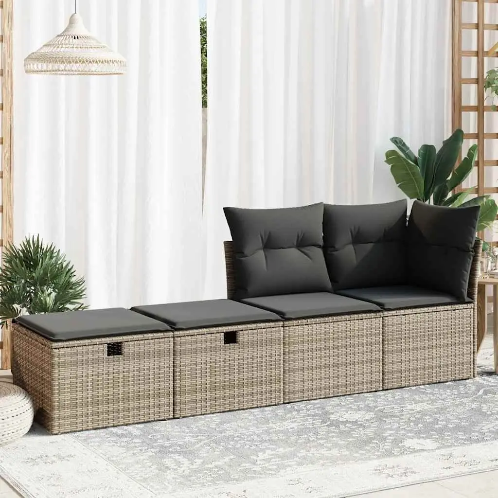 Garden Sofa Set 2 Piece Outdoor Furniture Grey Modular with Cushions and Storage