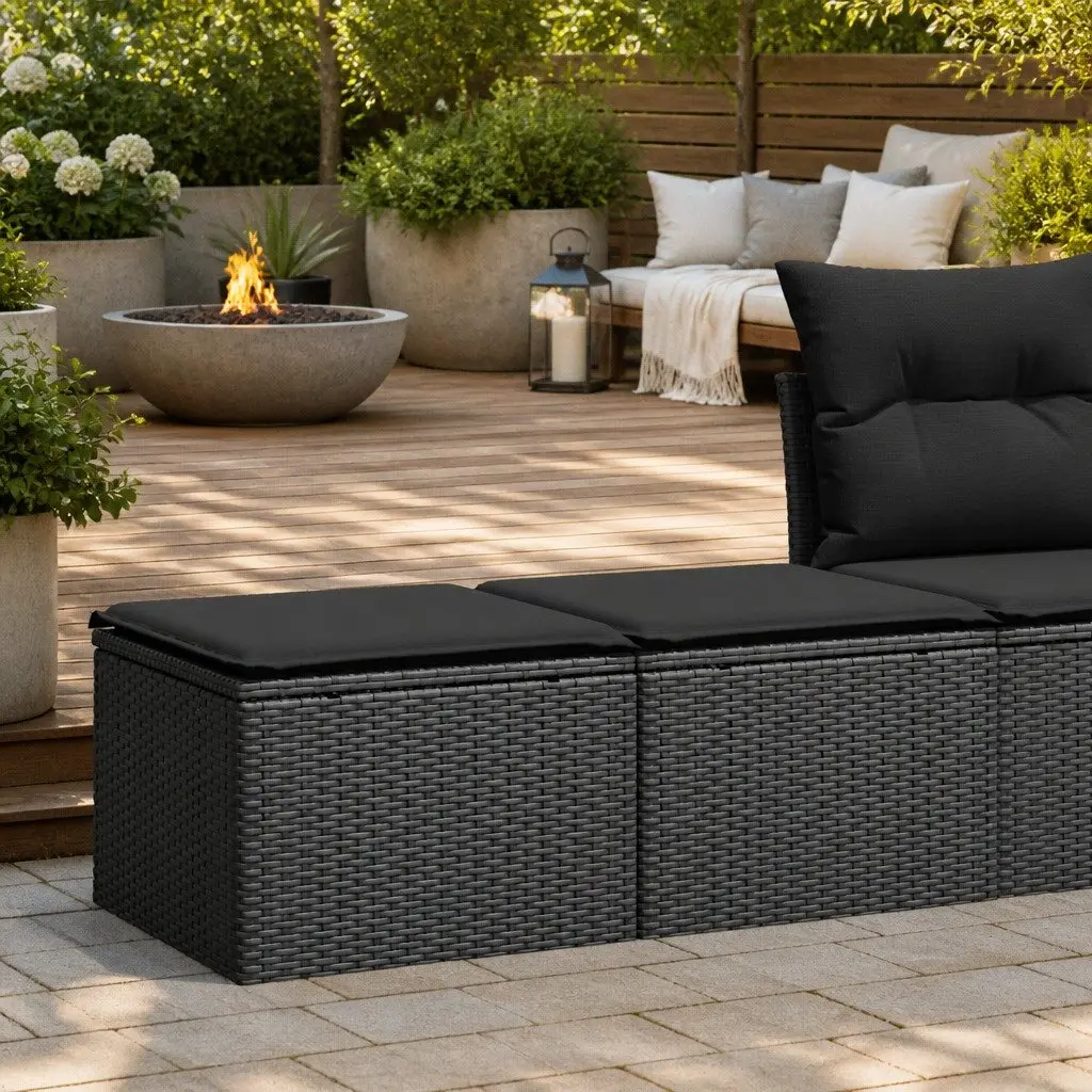 Garden Sofa Set 2 Piece Outdoor Furniture Modular Black PE Rattan with Cushions