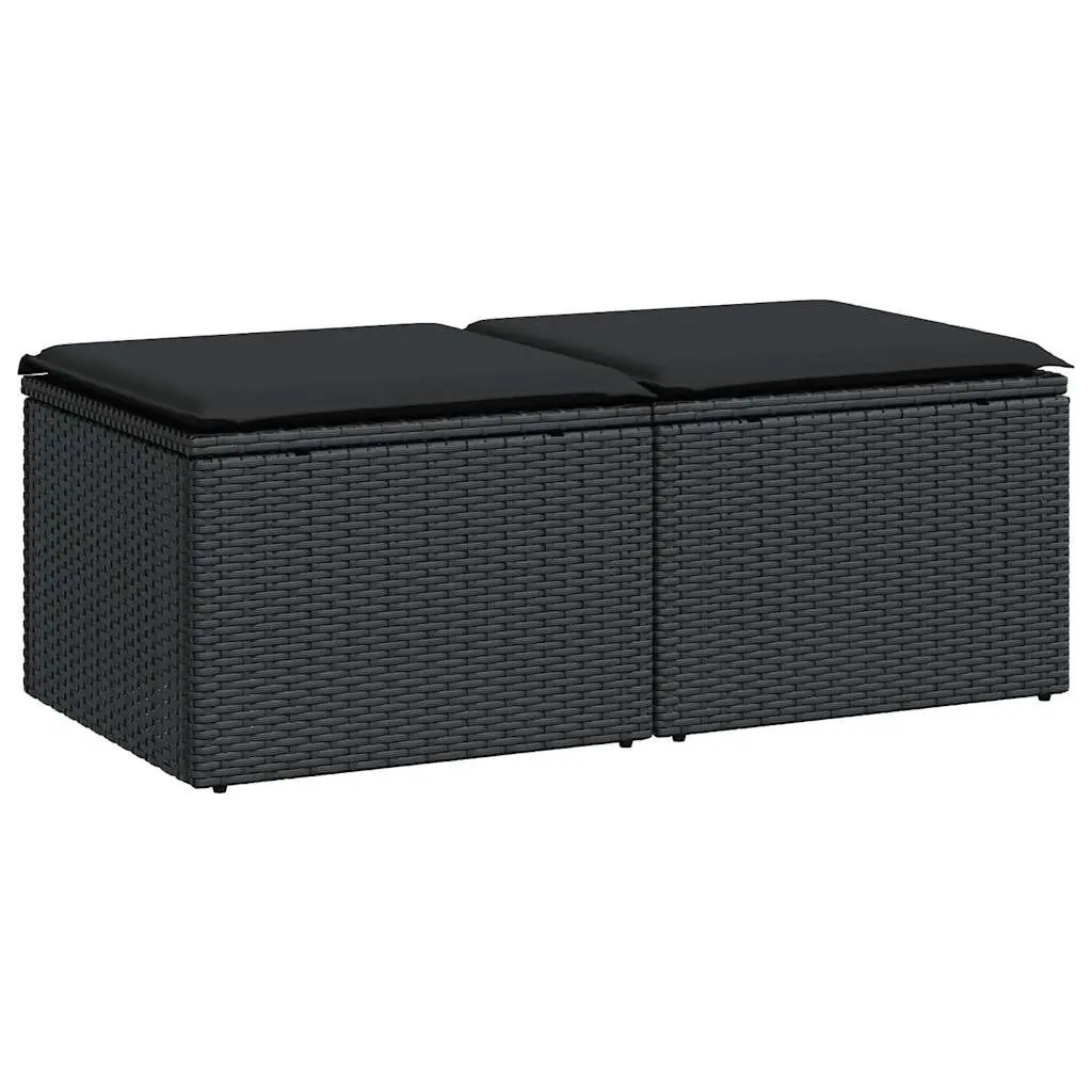 Garden Sofa Set 2 Piece Outdoor Furniture Modular Black PE Rattan with Cushions