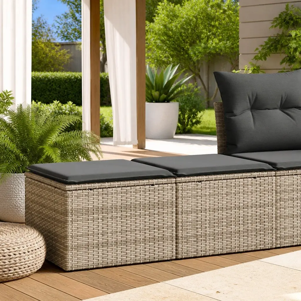 Garden Sofa Set 2 Piece Outdoor Furniture Grey Poly Rattan with Cushions