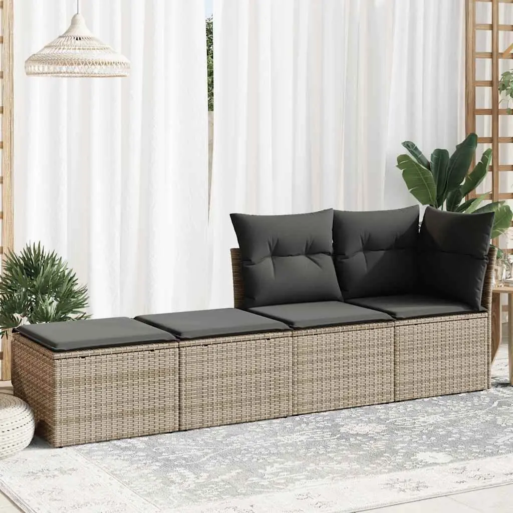 Garden Sofa Set 2 Piece Outdoor Furniture Grey Poly Rattan with Cushions