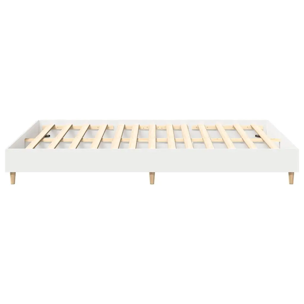 Bed Frame No Mattress Slatted Base 150x200cm White Engineered Wood Bedroom