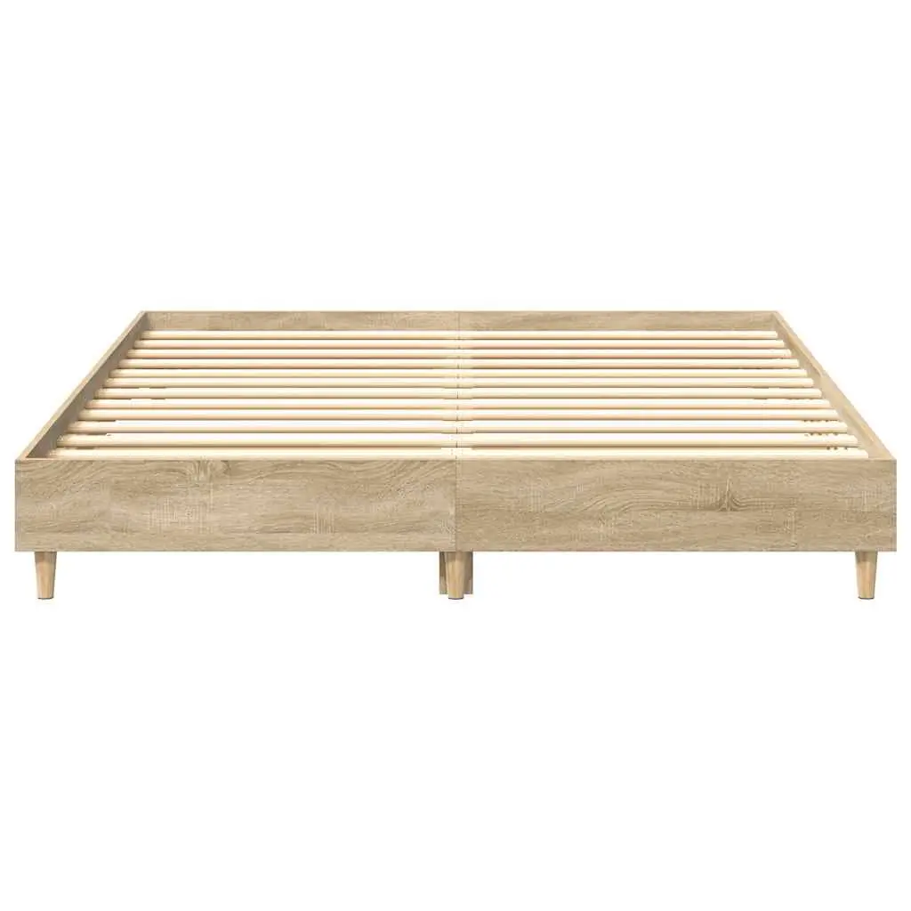 Bed Frame 150x200 cm Slatted Base Sonoma Oak Engineered Wood Bedroom