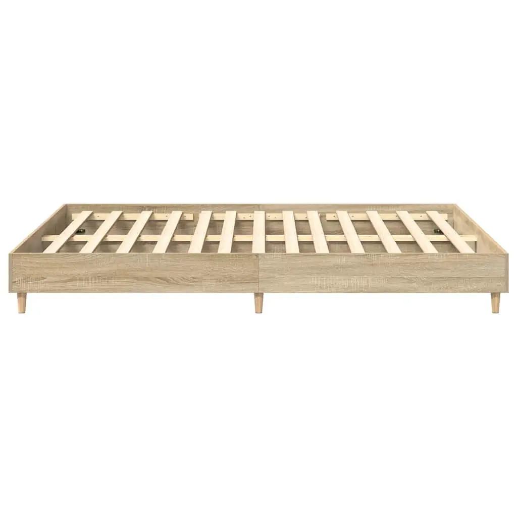 Bed Frame 150x200 cm Slatted Base Sonoma Oak Engineered Wood Bedroom