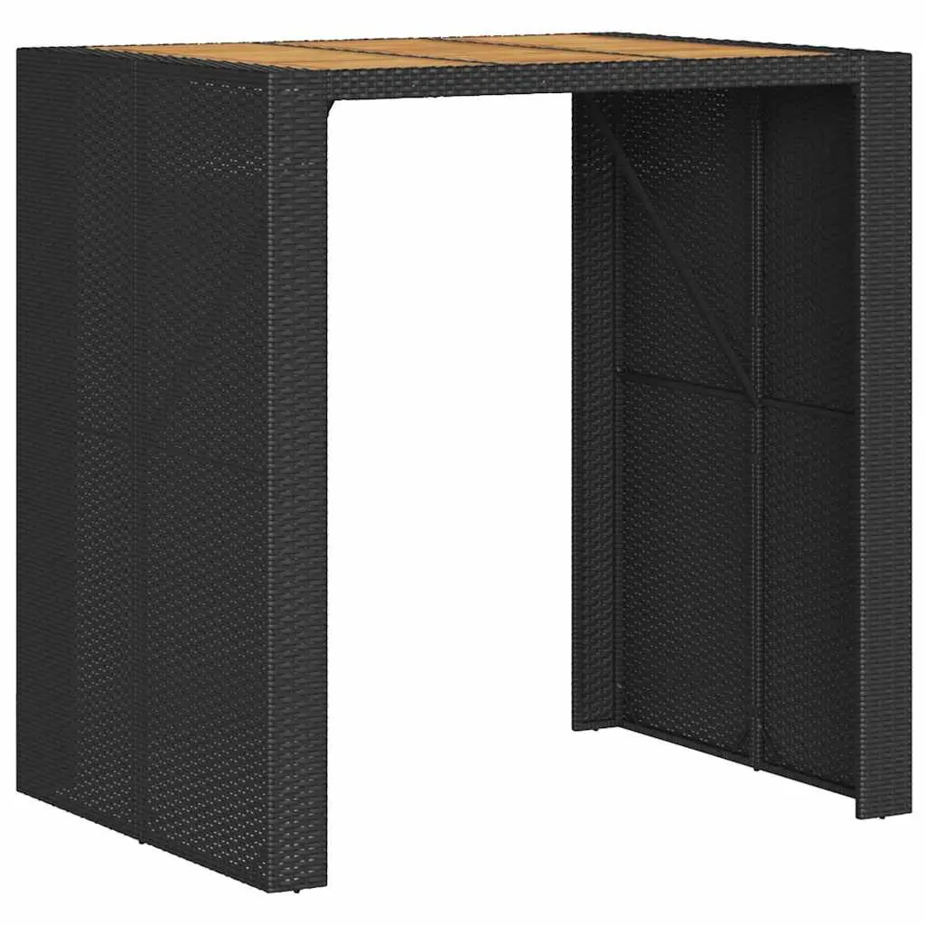 5 Piece Outdoor Garden Bar Set Black Poly Rattan Bar Table Stools