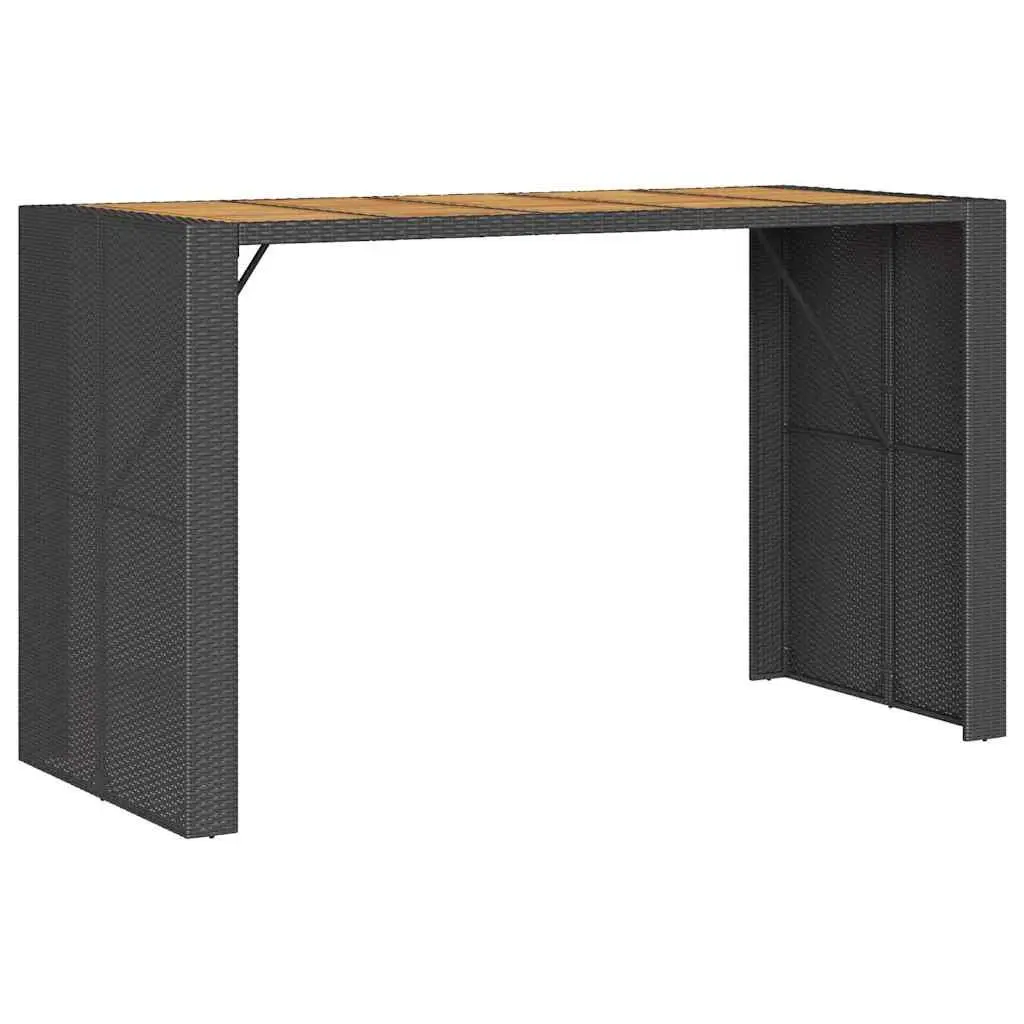 Garden Bar Set 5 Piece Outdoor Patio Furniture Black Poly Rattan with Bar Stools
