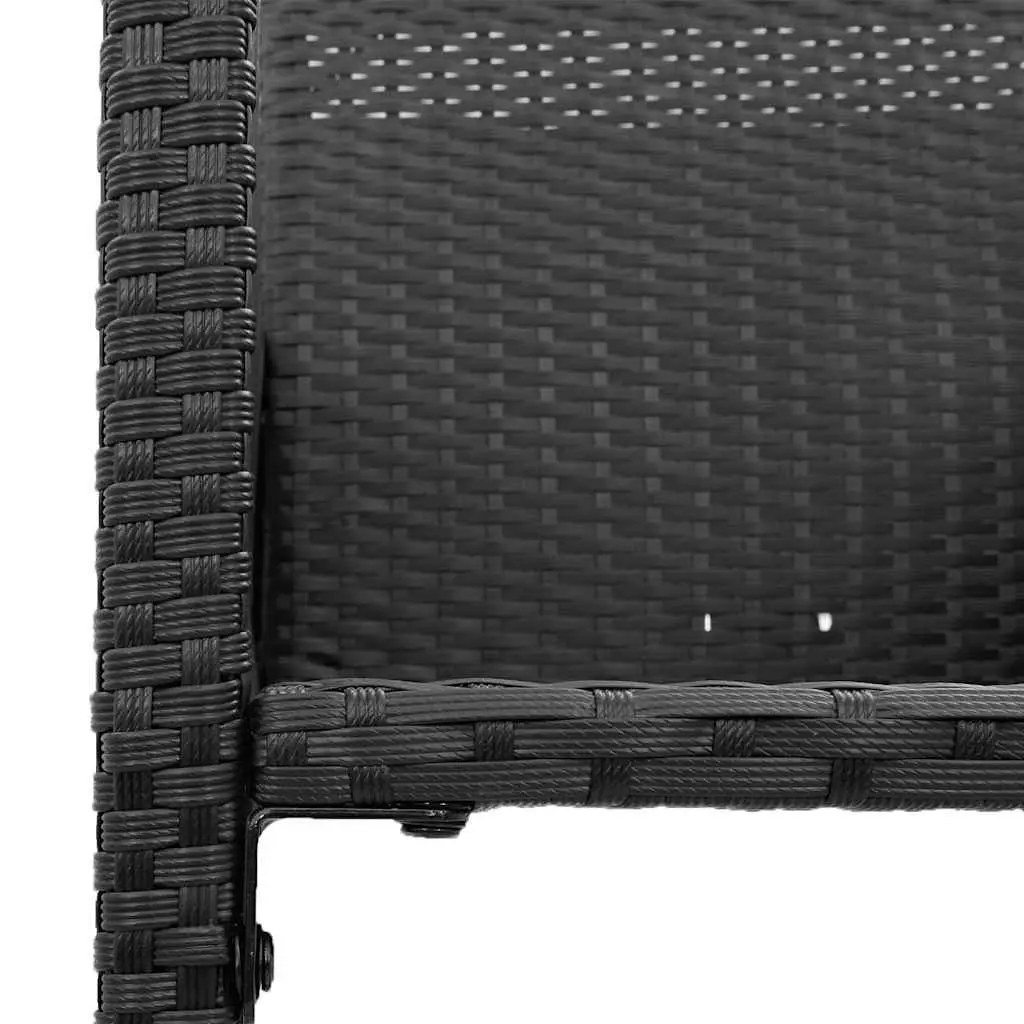 7 Piece Outdoor Garden Bar Set Black Poly Rattan Patio Furniture with Bar Stools