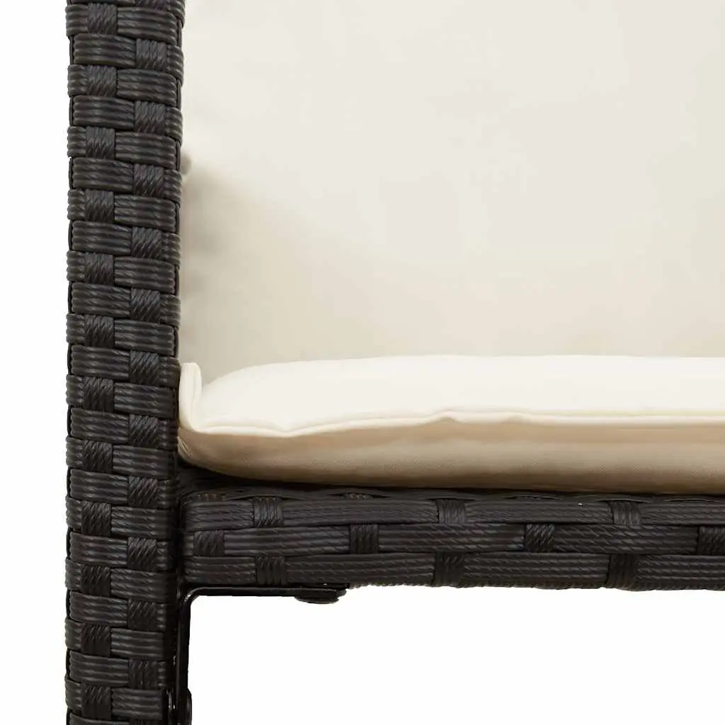 Garden Bar Set Outdoor Furniture 3 Piece Cushioned Stools Black