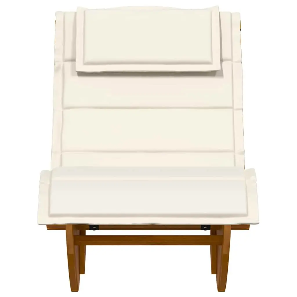 Sun Lounger Outdoor Acacia Wood Garden Pool Deck Chairs Brown 2 Piece
