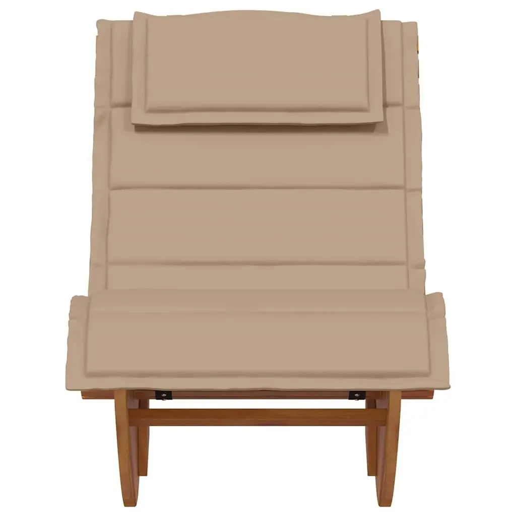 Sun Lounger Set Outdoor Acacia Wood Sunbed Garden Pool Deck Chair Brown 2 Piece