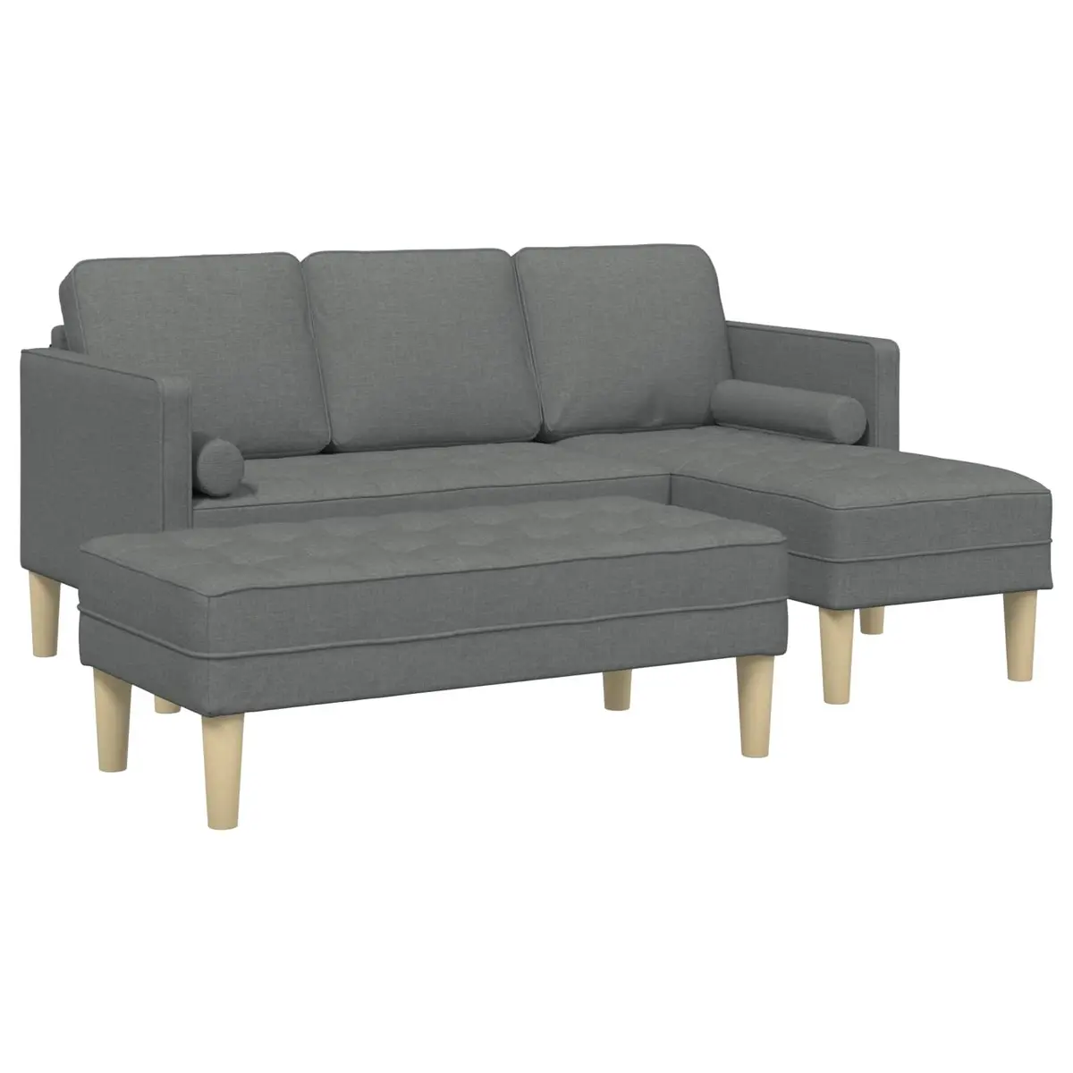 Modular Sofa Set Grey Polyester 2 Pieces Contemporary Living Room Furniture