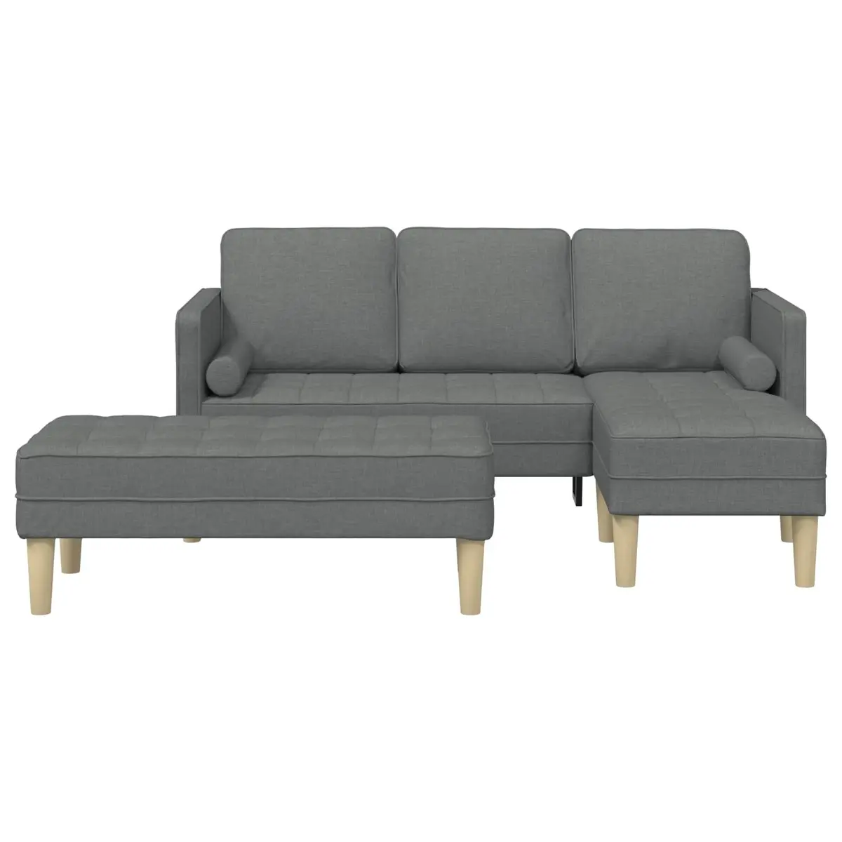 Modular Sofa Set Grey Polyester 2 Pieces Contemporary Living Room Furniture