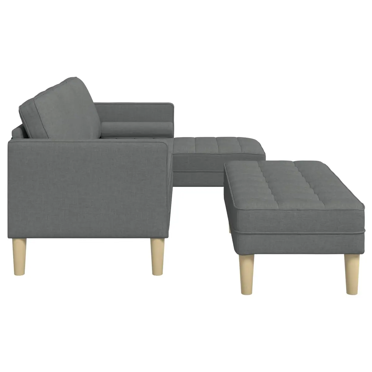 Modular Sofa Set Grey Polyester 2 Pieces Contemporary Living Room Furniture