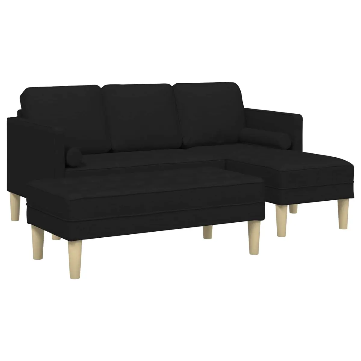 Sofa Set Modular Contemporary Black Polyester 2 Pieces Flat Armrests