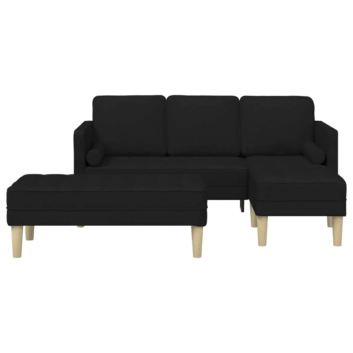 Sofa Set Modular Contemporary Black Polyester 2 Pieces Flat Armrests