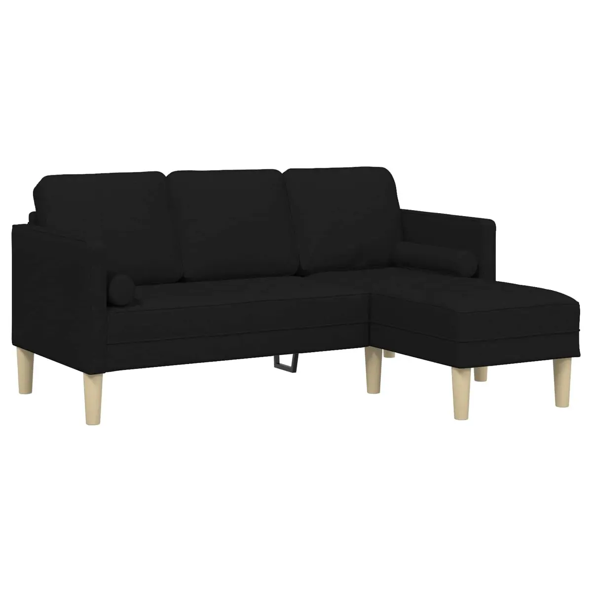 Sofa Set Modular Contemporary Black Polyester 2 Pieces Flat Armrests