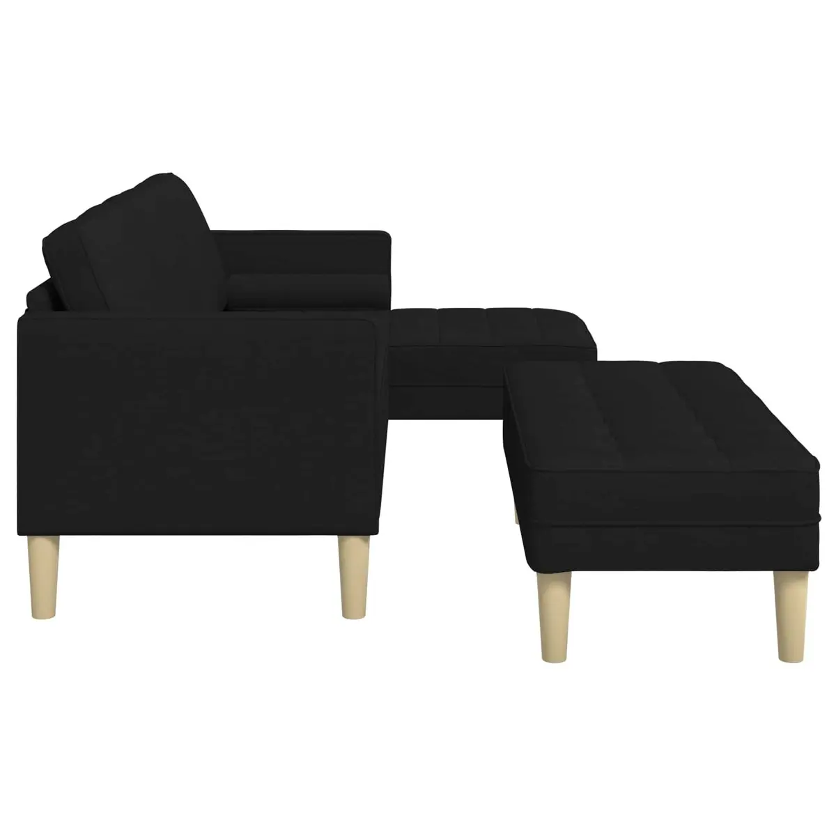 Sofa Set Modular Contemporary Black Polyester 2 Pieces Flat Armrests