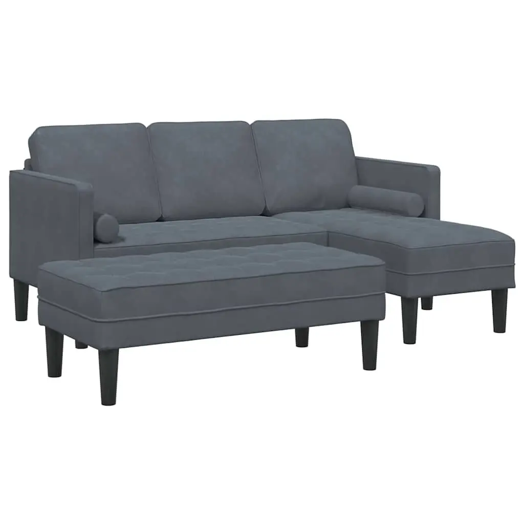 Modular Sofa Set 2-Piece Grey Polyester Living Room Furniture