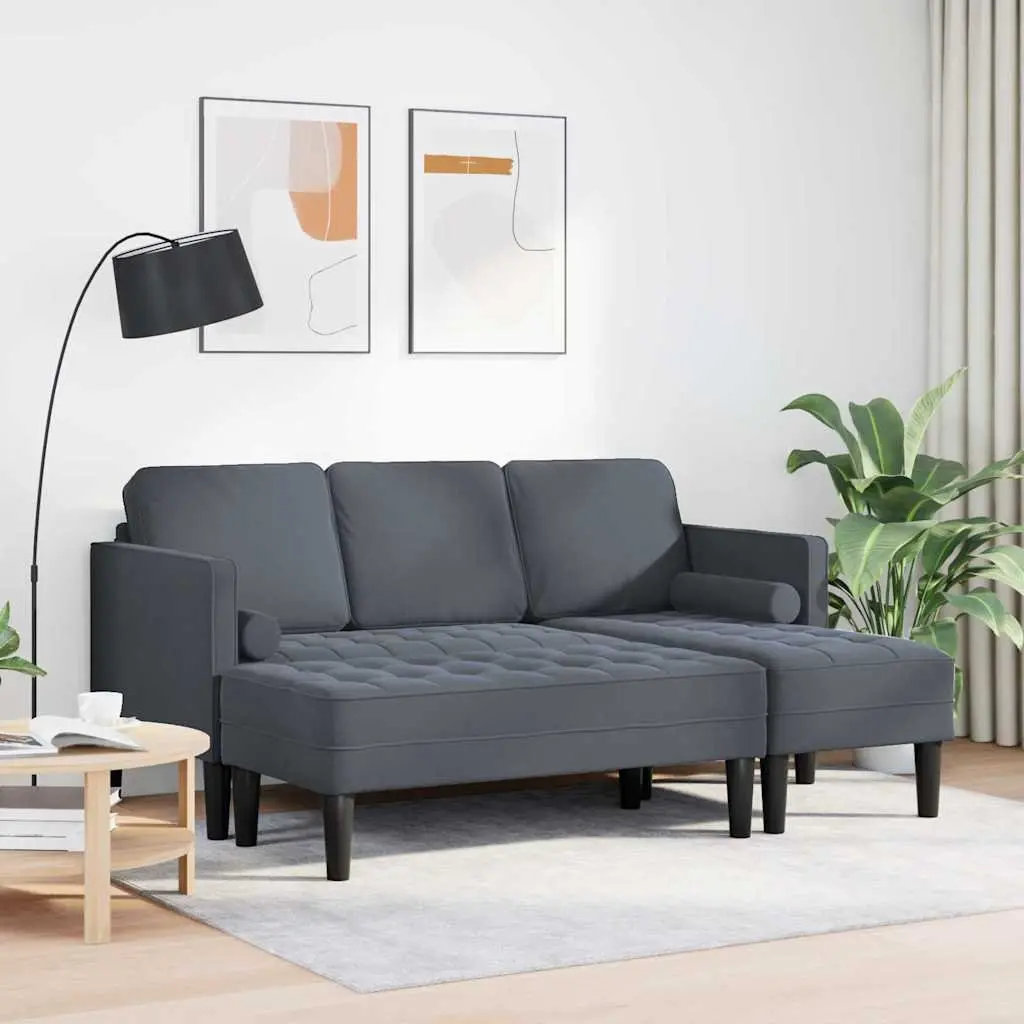 Modular Sofa Set 2-Piece Grey Polyester Living Room Furniture