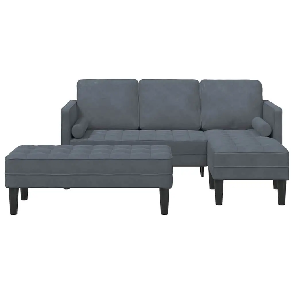 Modular Sofa Set 2-Piece Grey Polyester Living Room Furniture