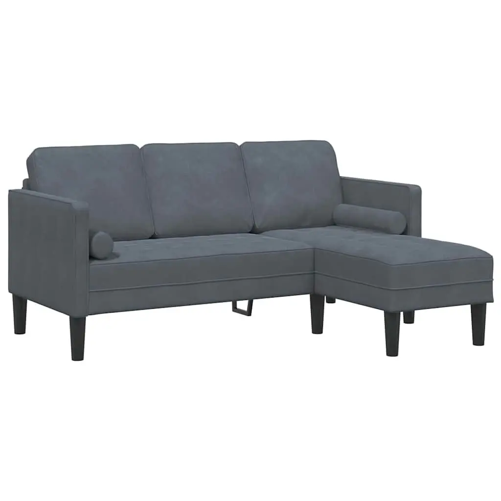 Modular Sofa Set 2-Piece Grey Polyester Living Room Furniture