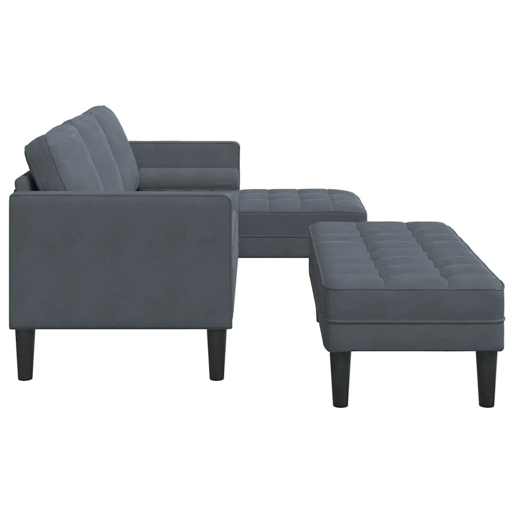 Modular Sofa Set 2-Piece Grey Polyester Living Room Furniture