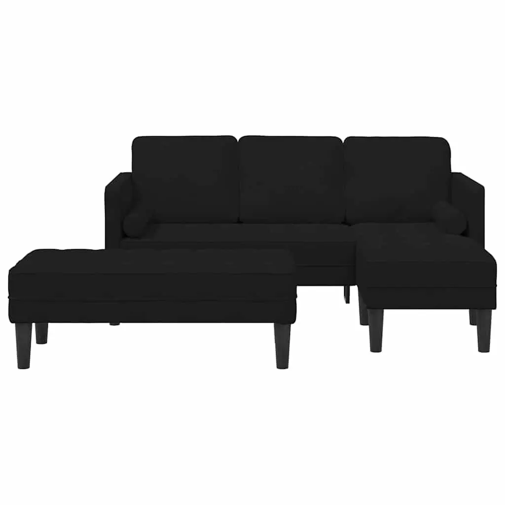 Sofa Set 2 pcs Modern Modular Living Room Furniture Black Polyester Cushion