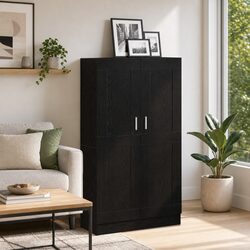 Reliable Black Oak Book Cabinet with Board Shelves