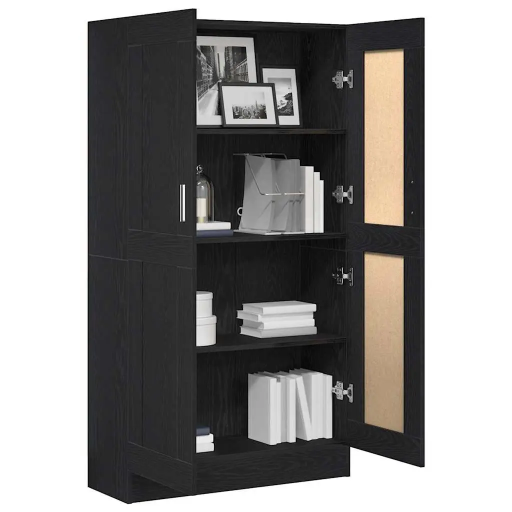 Book Cabinet Modern Storage Shelving Unit 82.5 x 30.5 x 150 cm Black Oak