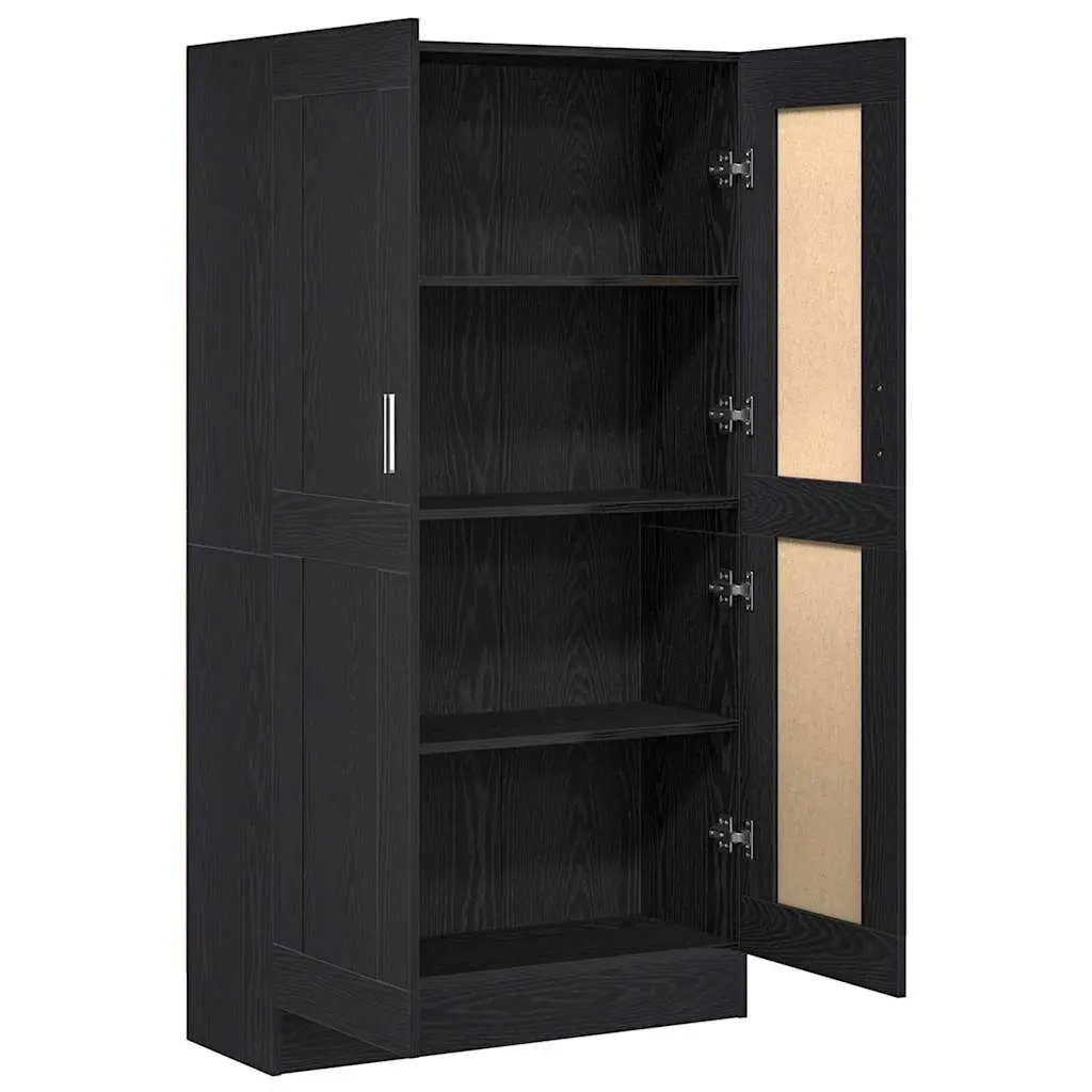 Book Cabinet Modern Storage Shelving Unit 82.5 x 30.5 x 150 cm Black Oak
