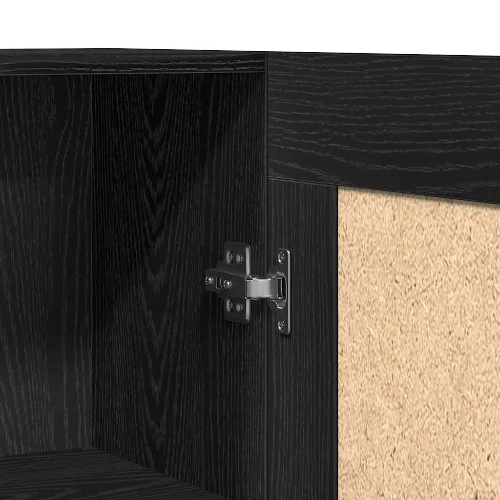 Book Cabinet Modern Storage Shelving Unit 82.5 x 30.5 x 150 cm Black Oak