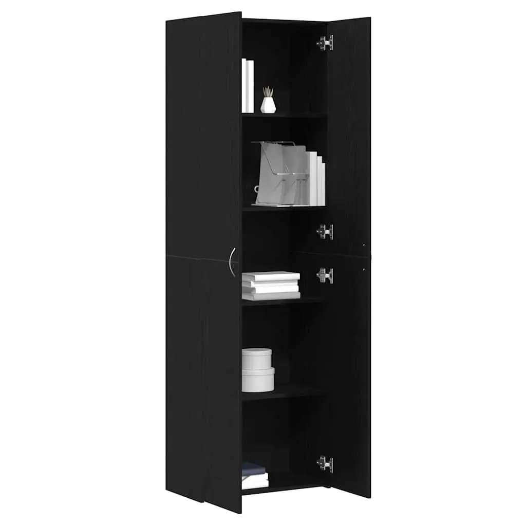 Office Filing Cabinet Black Storage Organizer Engineered Wood Hinge Door 60 x 32 x 190 cm