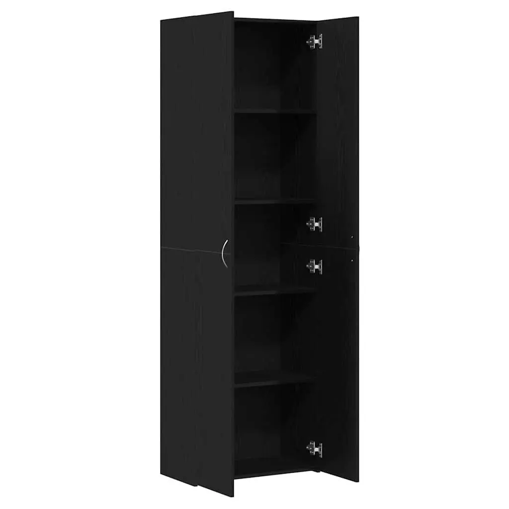 Office Filing Cabinet Black Storage Organizer Engineered Wood Hinge Door 60 x 32 x 190 cm