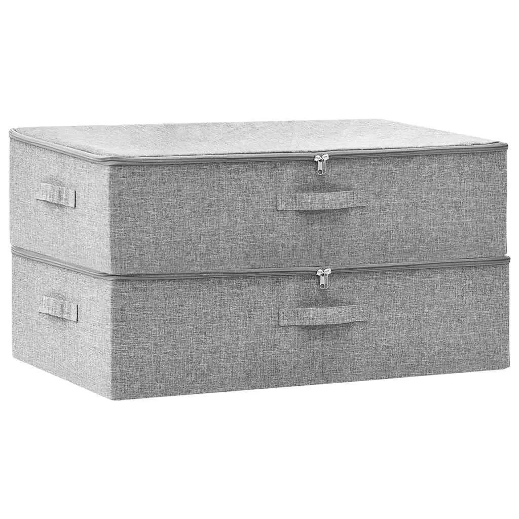 Foldable Storage Boxes Household Organiser 70 x 40 x 18 cm Grey Set of 2