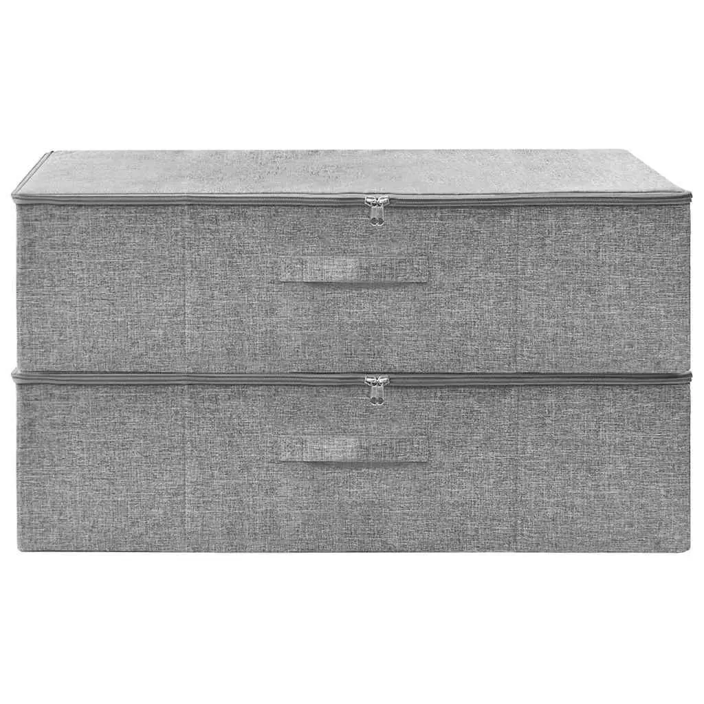 Foldable Storage Boxes Household Organiser 70 x 40 x 18 cm Grey Set of 2