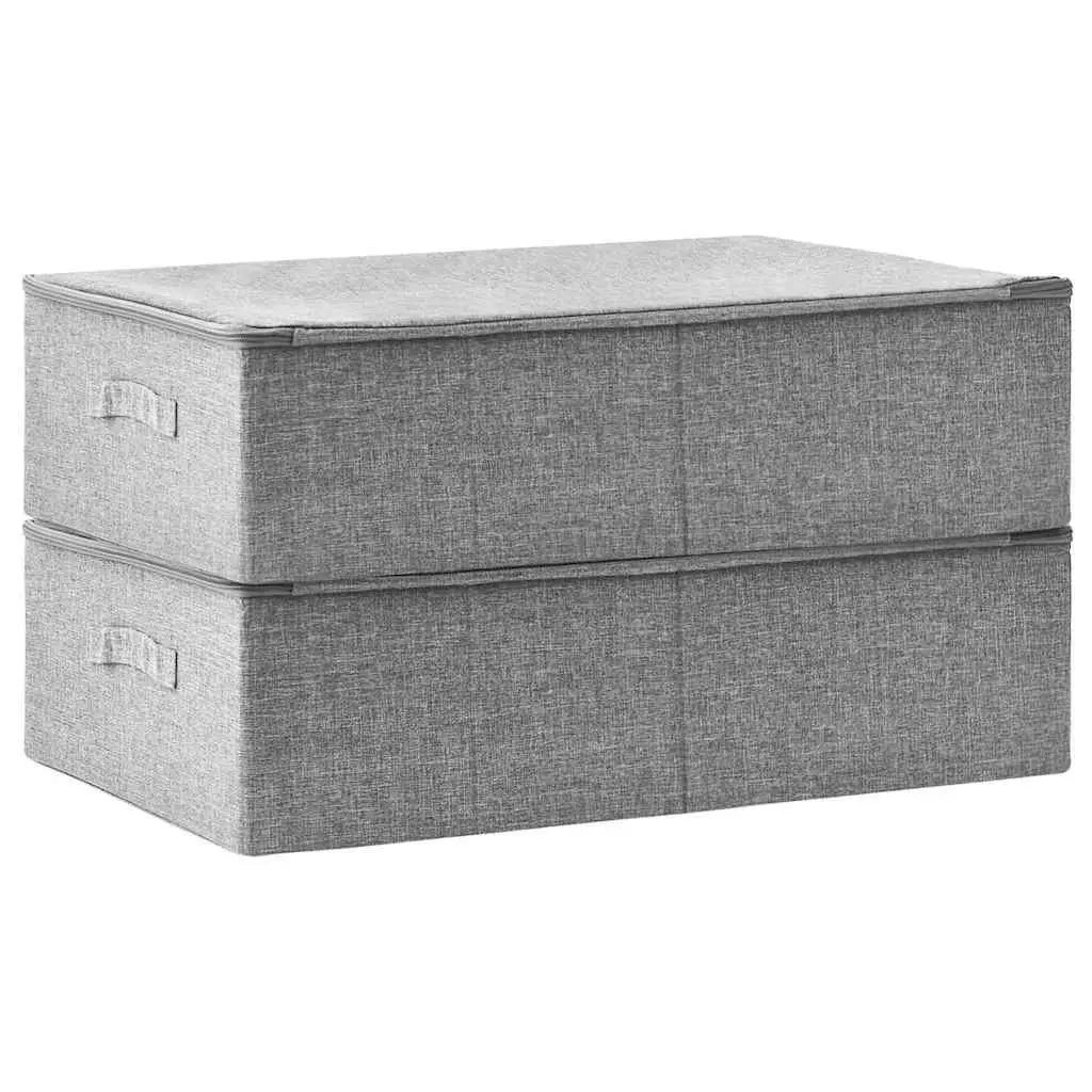 Foldable Storage Boxes Household Organiser 70 x 40 x 18 cm Grey Set of 2