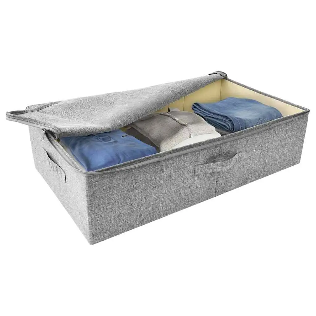Foldable Storage Boxes Household Organiser 70 x 40 x 18 cm Grey Set of 2