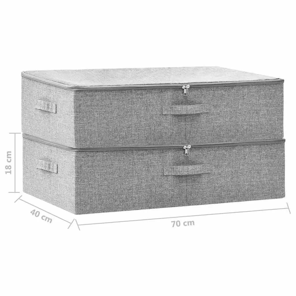 Foldable Storage Boxes Household Organiser 70 x 40 x 18 cm Grey Set of 2