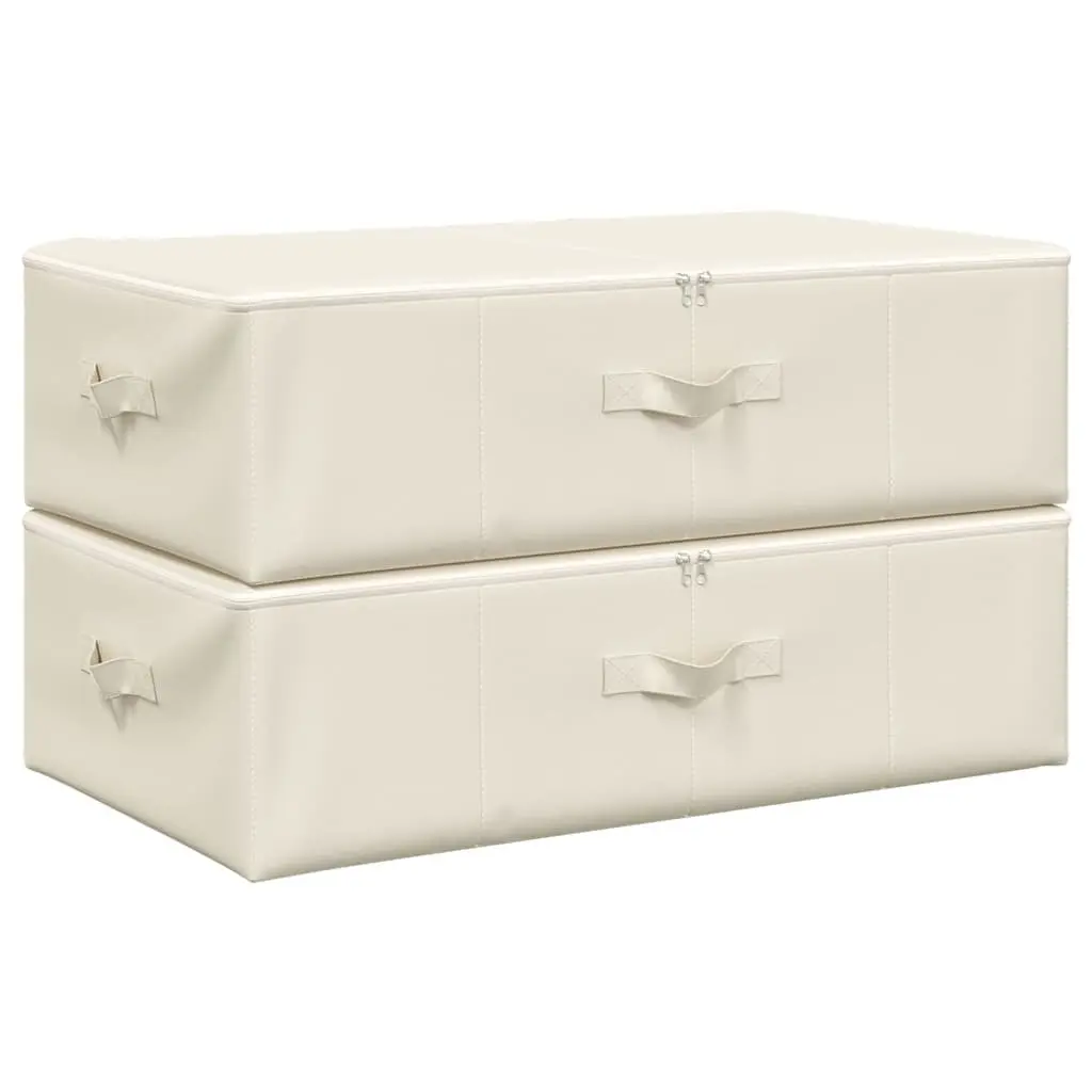 Foldable Storage Boxes Household Organiser 70x40x18 cm Cream 2 Piece