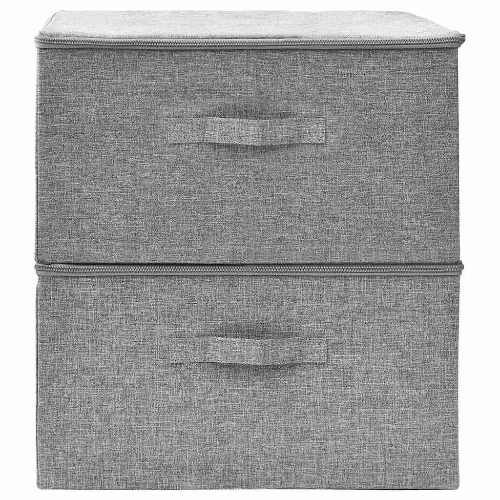 Foldable Fabric Storage Boxes Household Organiser 43x34x23 cm Grey 2 Piece